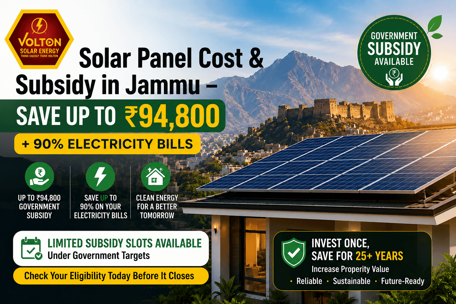Solar Panel Installation Cost and Subsidy in Jammu
